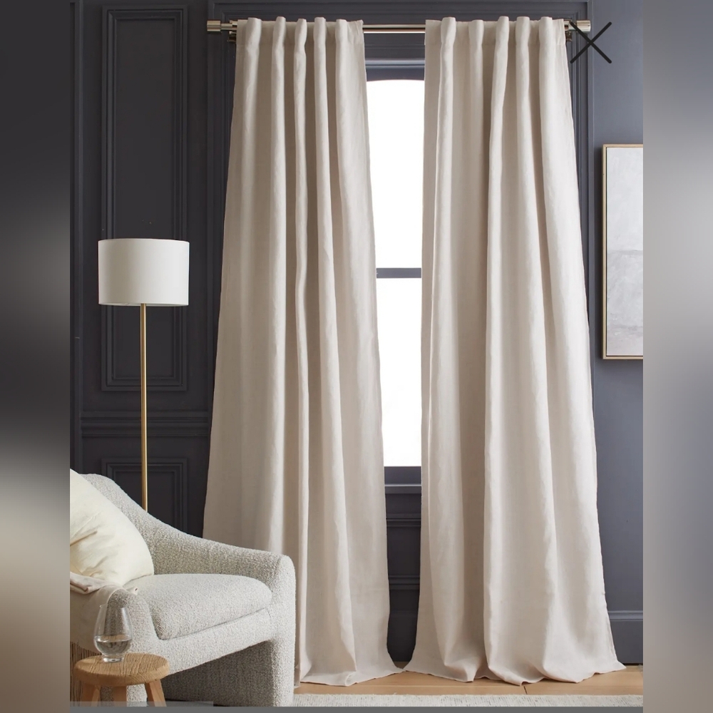 NWT! Quince Tex. Linen Sand Blackout Curtains Set Of 2 Panels! 48"x 96" (E88)
